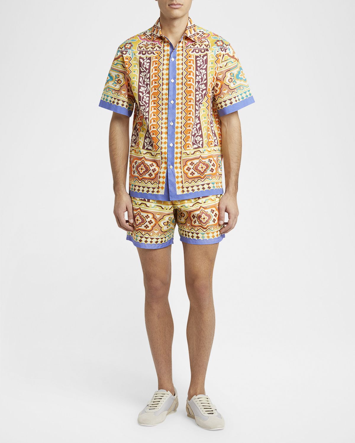 Etro Men 's Ornate Floral Short-Sleeve Shirt