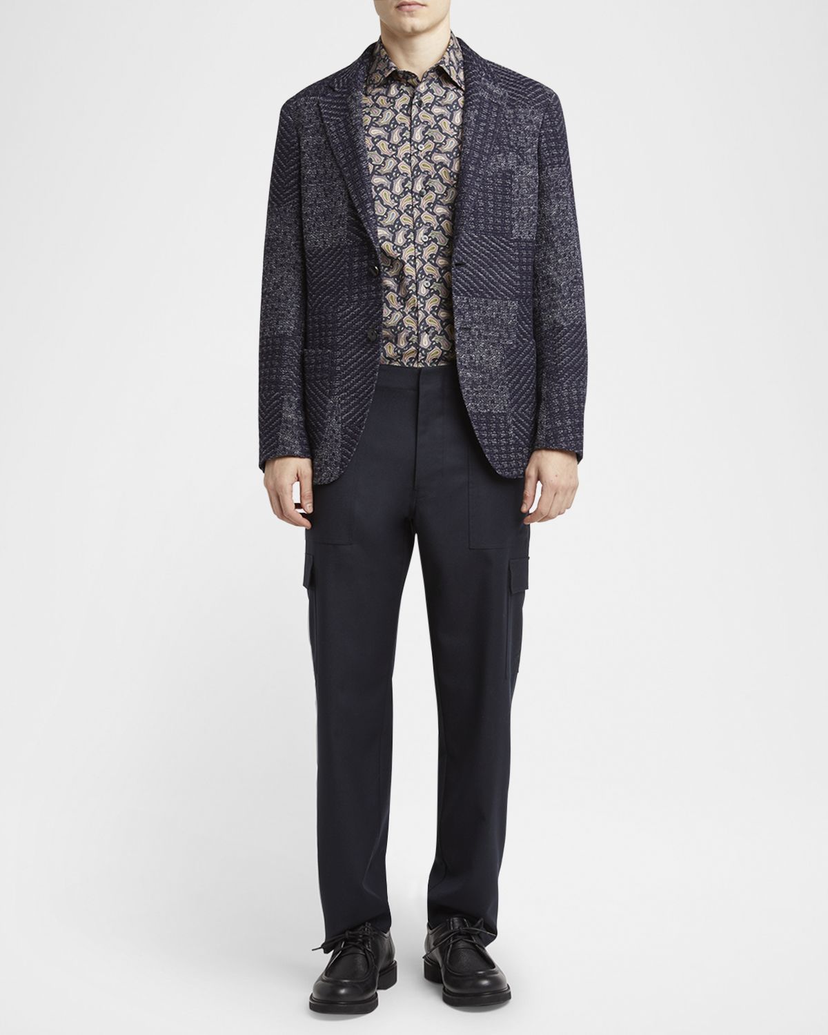 Etro Men 's Patchwork Knit Two-Button Sport Coat