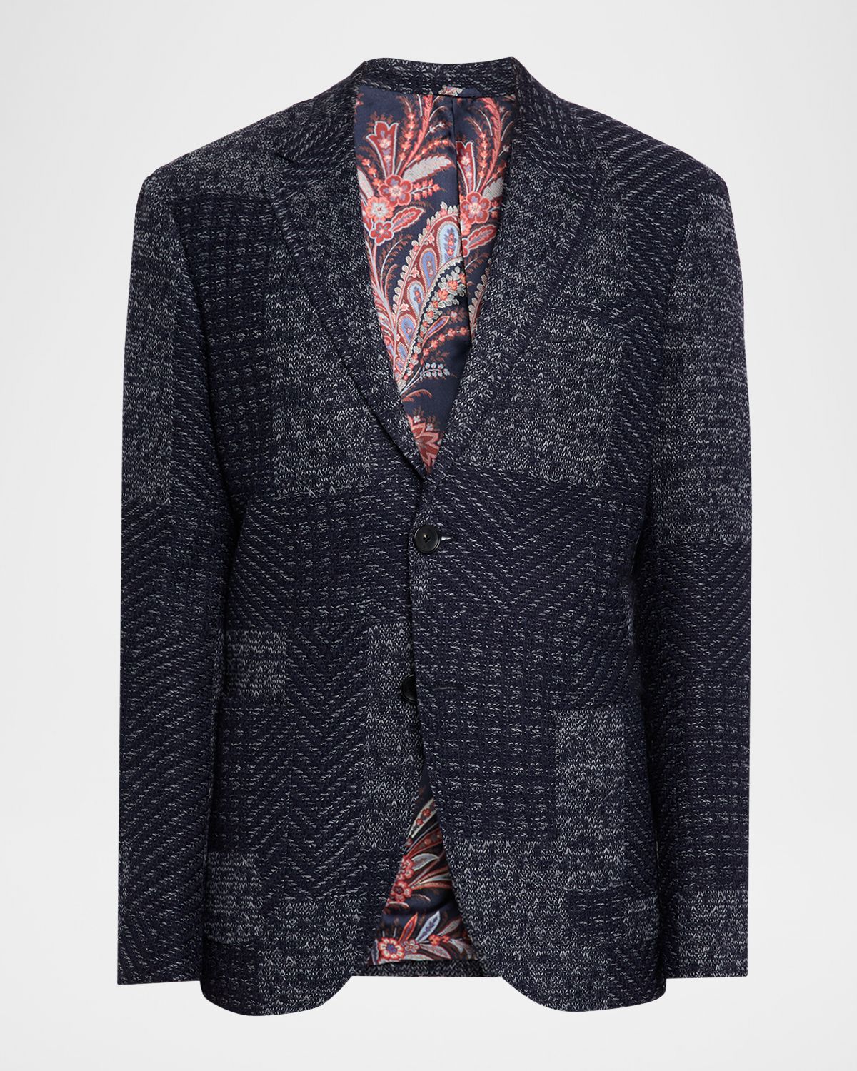 Etro Men 's Patchwork Knit Two-Button Sport Coat