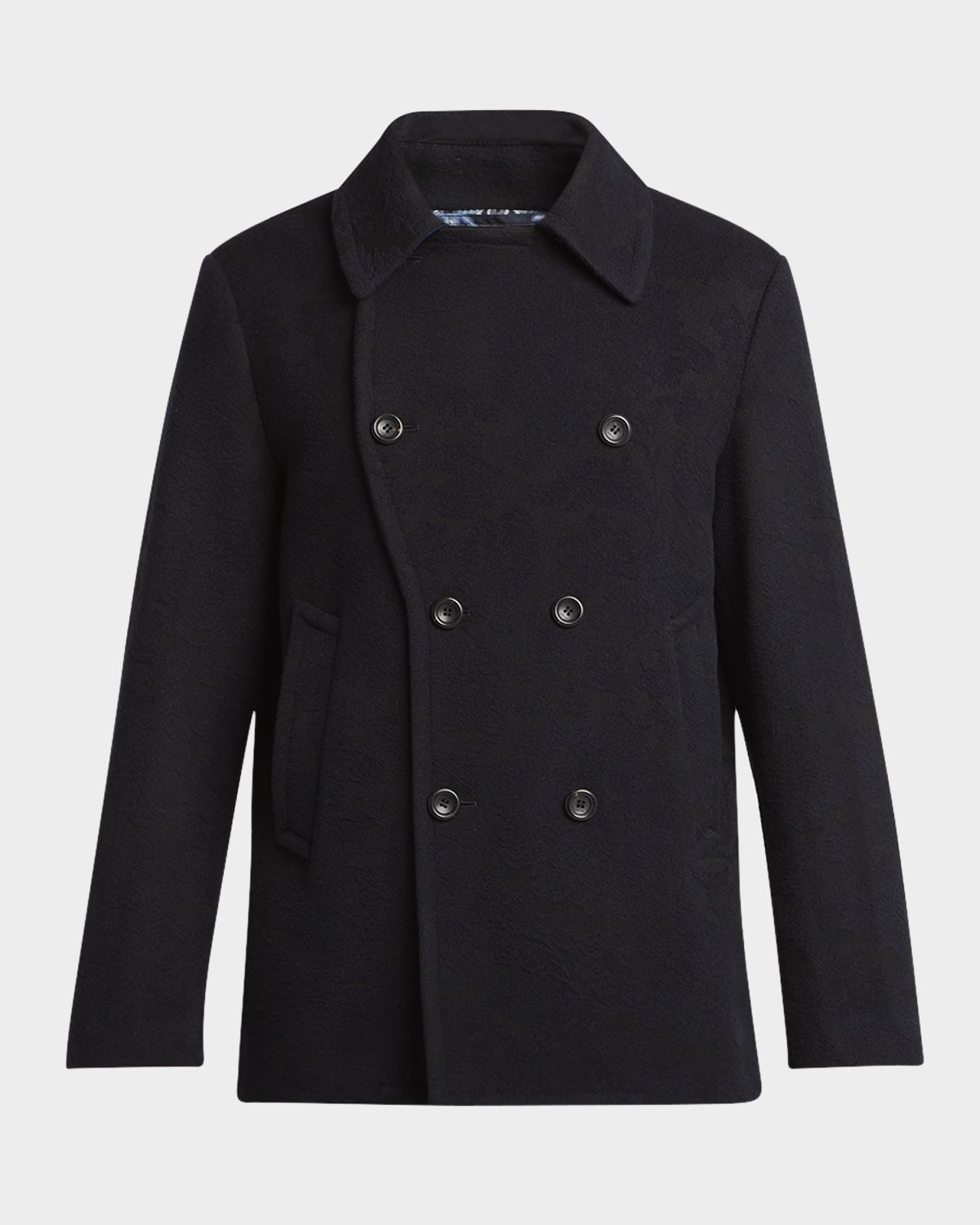 Etro Men 's Wool Tonal Jacquard Pea Coat