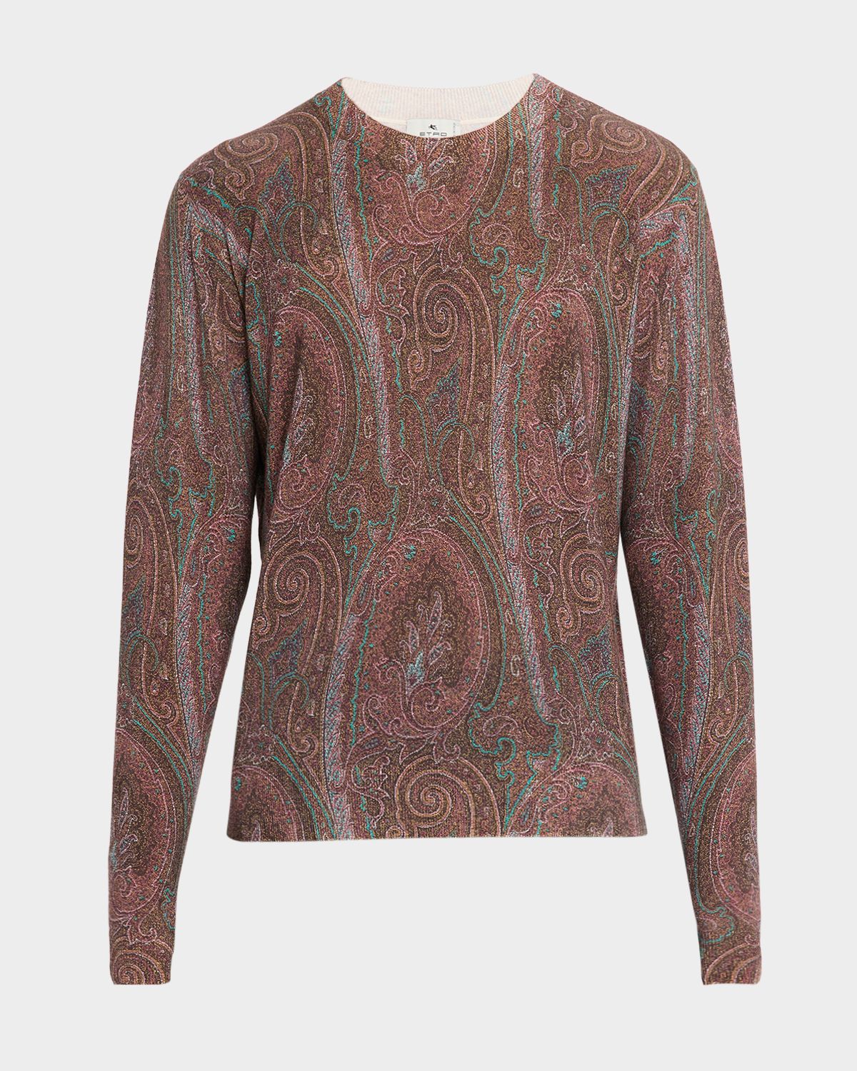 Etro Men 's Silk and Cashmere Multi-Paisley Crewneck Sweater
