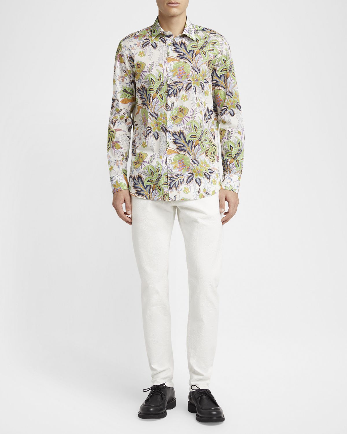 Etro Men 's Cotton Floral Palm Sport Shirt