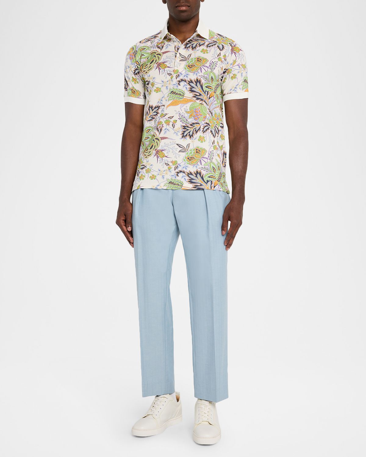 Etro Men 's Floral Palm Paisley Polo Shirt