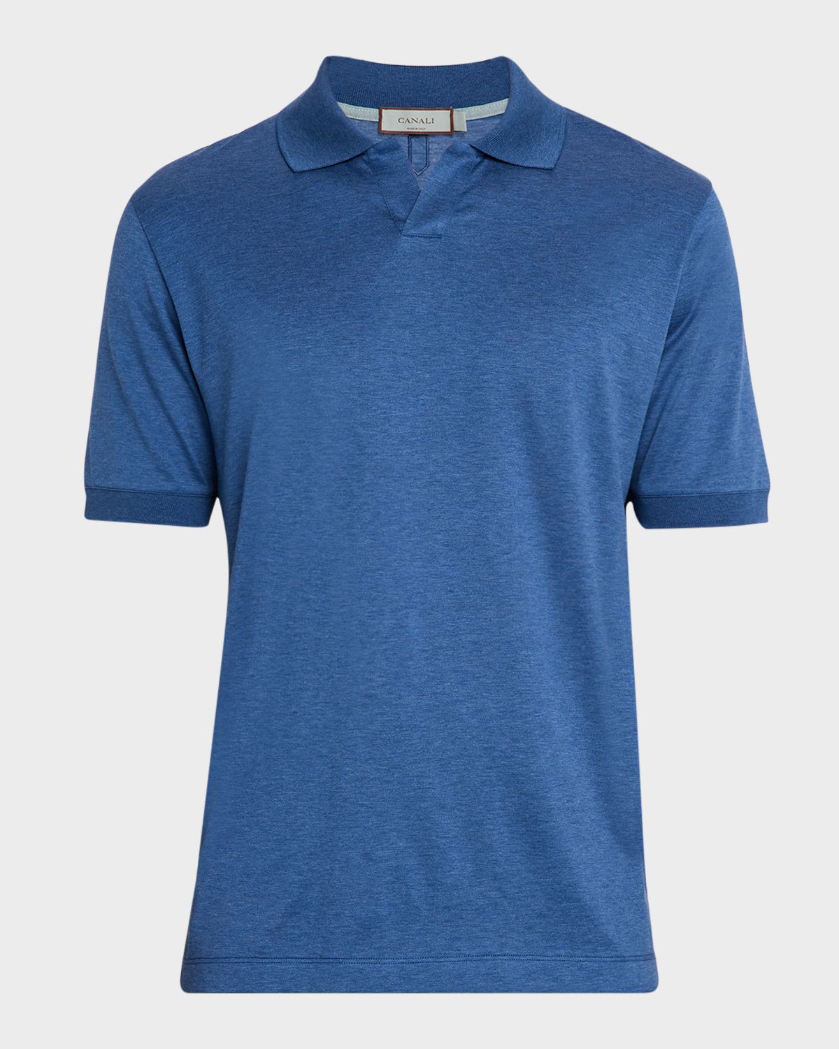 Canali Men 's Cotton Johnny Collar Polo Shirt