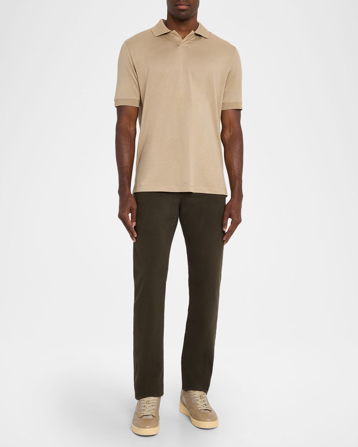 Canali Men 's Cotton Johnny Collar Polo Shirt