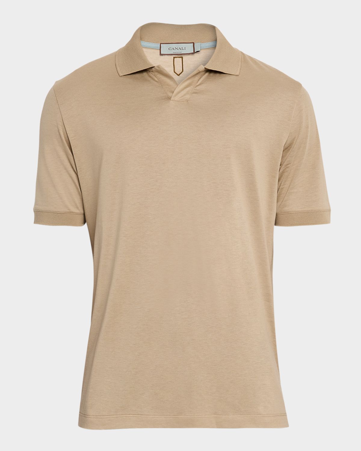 Canali Men 's Cotton Johnny Collar Polo Shirt