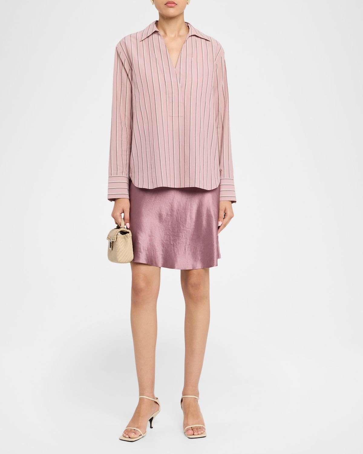 Vince Pinstripe Long-Sleeve Popover Shirt | Thumbnail 2 Vince Pinstripe Long-Sleeve Popover Shirt | Thumbnail 2