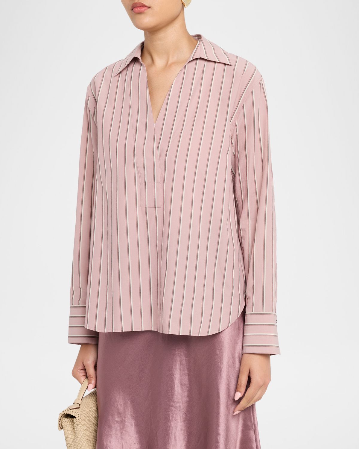 Vince Pinstripe Long-Sleeve Popover Shirt | Thumbnail 4 Vince Pinstripe Long-Sleeve Popover Shirt | Thumbnail 4