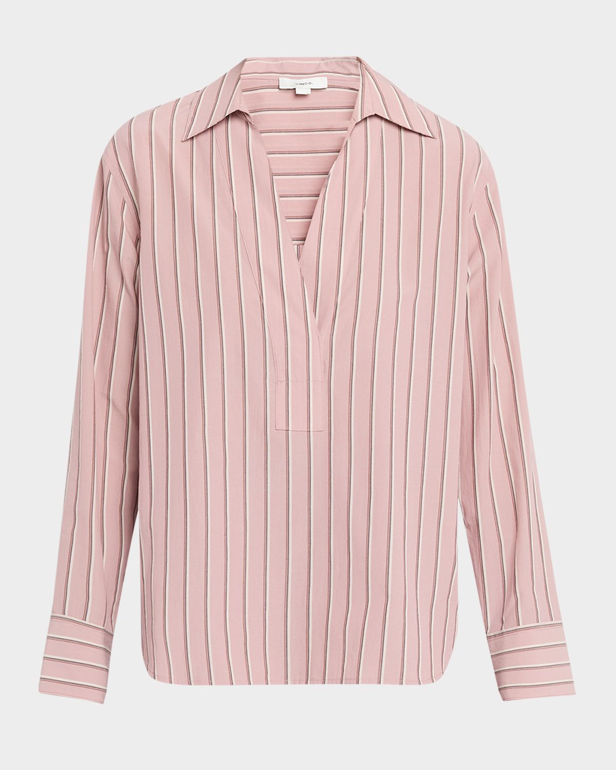 Vince Pinstripe Long-Sleeve Popover Shirt