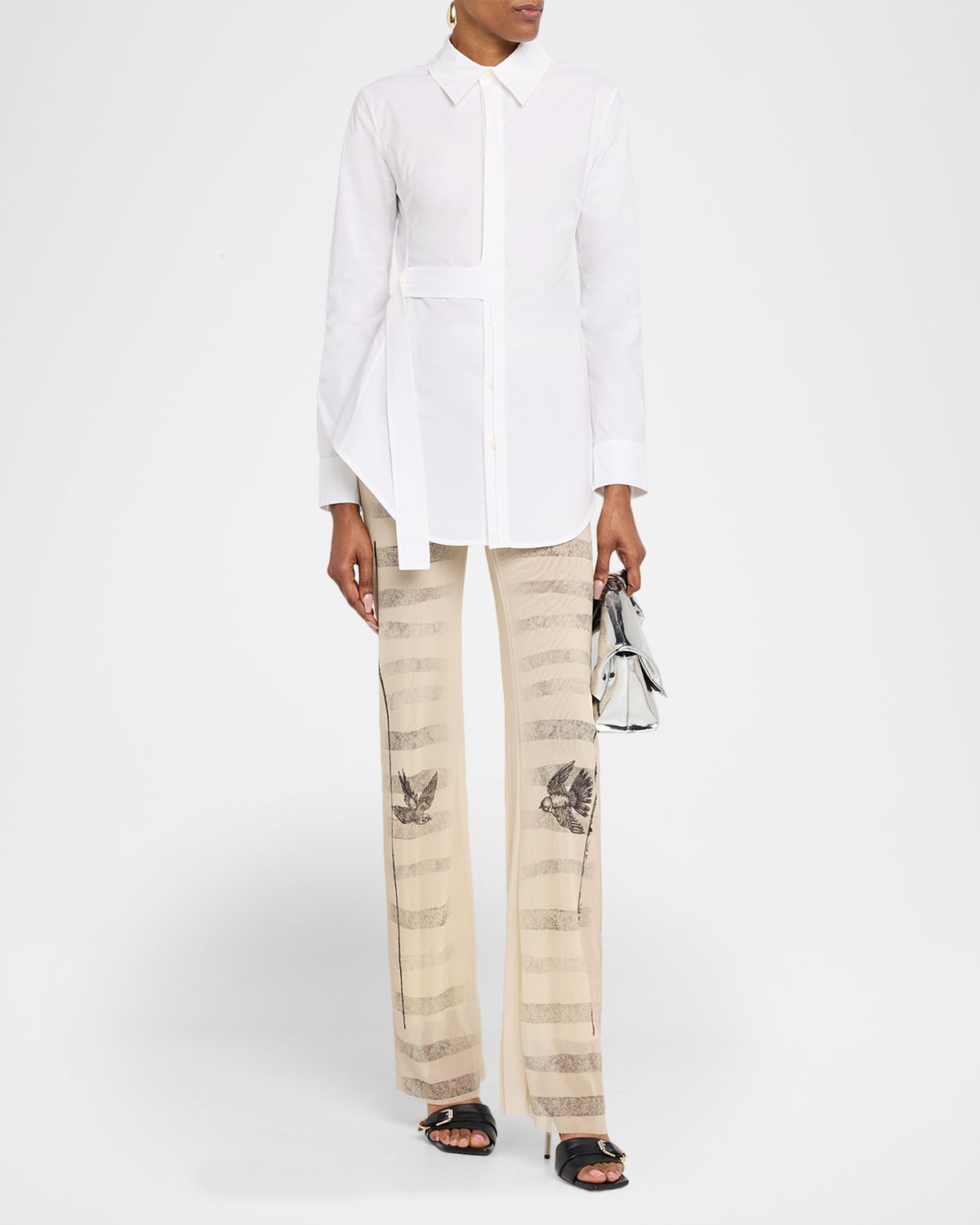 Jean Paul Gaultier Waist-Strap Cotton Button-Down Shirt