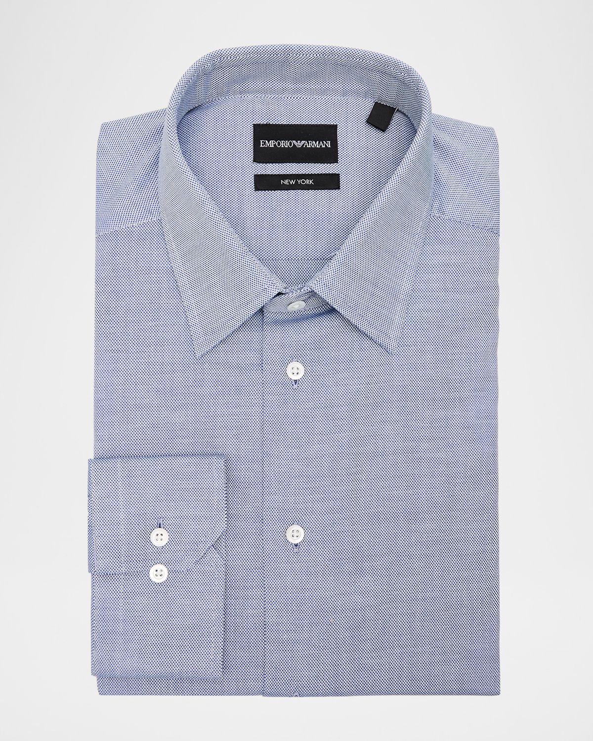 Emporio Armani Men 's Cotton Micro-Texture Point Collar Dress Shirt | Thumbnail 3 Emporio Armani Men 's Cotton Micro-Texture Point Collar Dress Shirt | Thumbnail 3