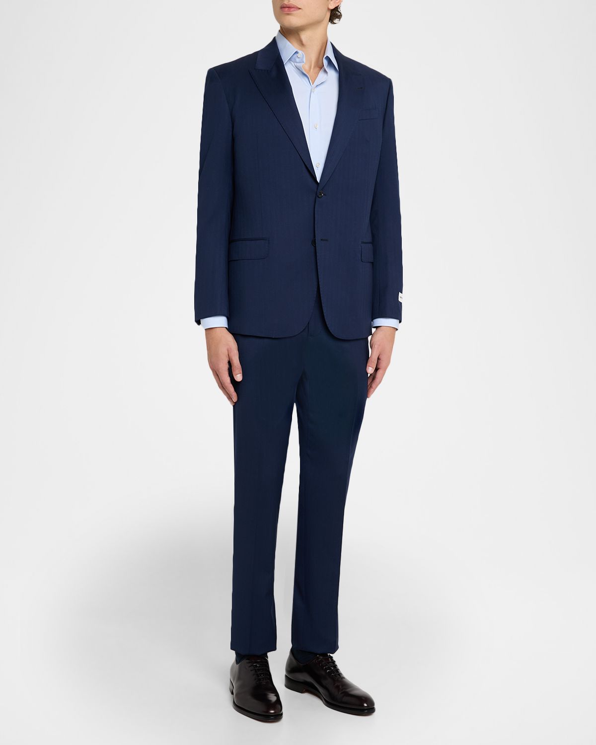 Emporio Armani Men 's 130s Wool Micro-Herringbone Peak Lapel G Line Suit