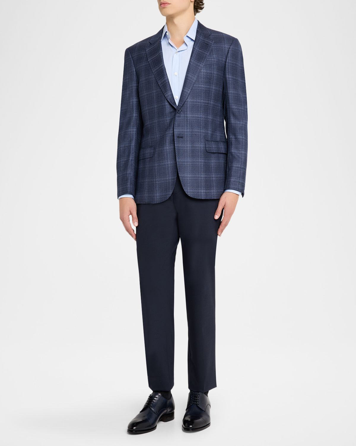Emporio Armani Men 's Wool and Viscose Tonal Plaid Sport Coat