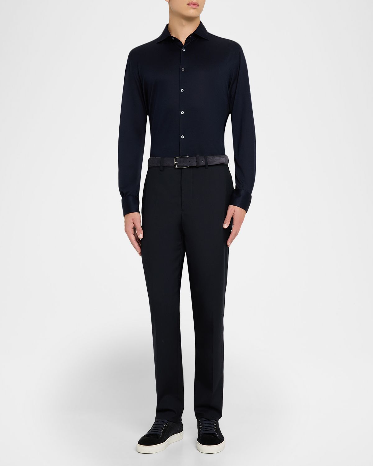 Canali Men 's Jersey Cotton and Lyocell Sport Shirt