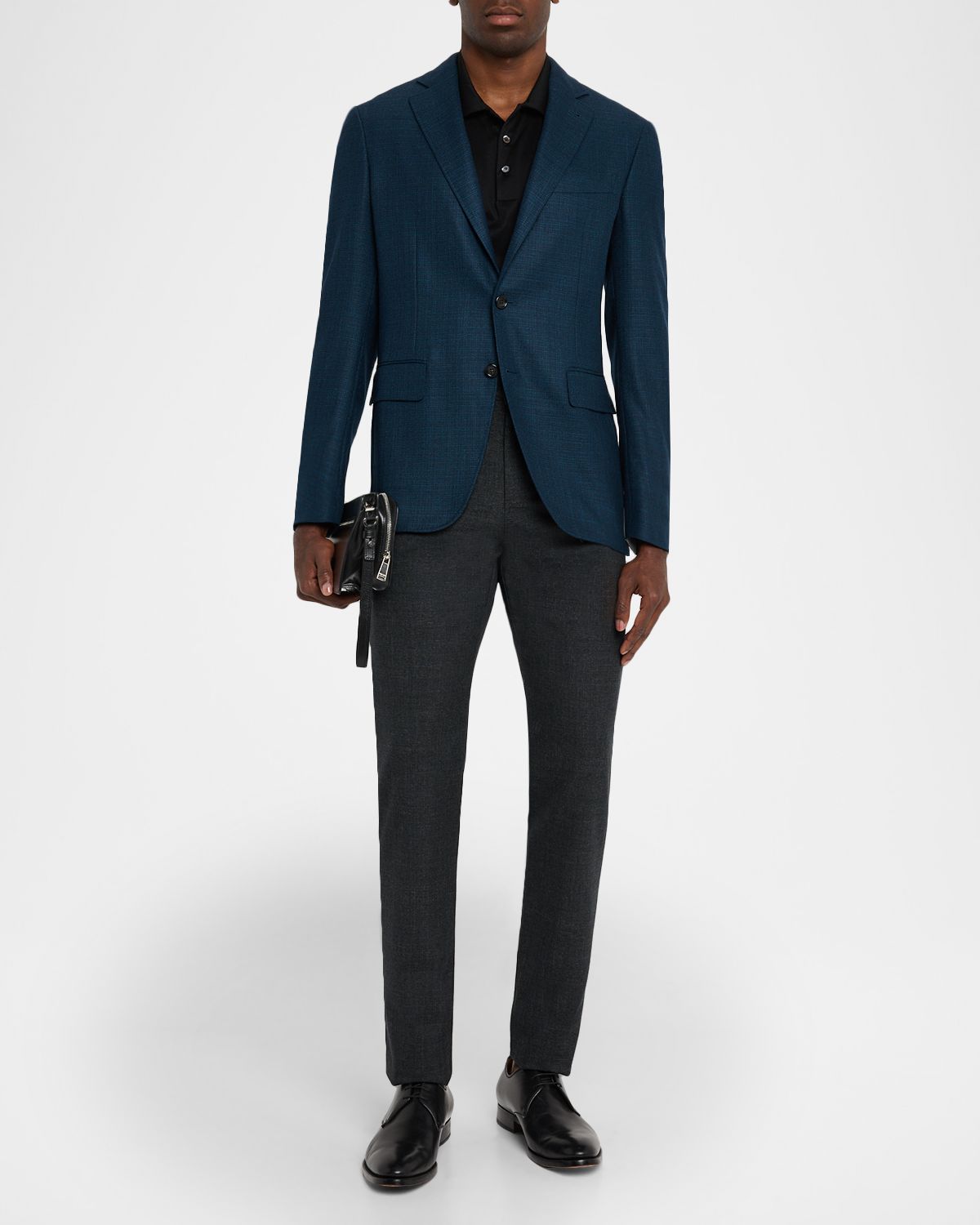 Canali Men 's Melange Wool Straight Fit Five-Pocket Pants