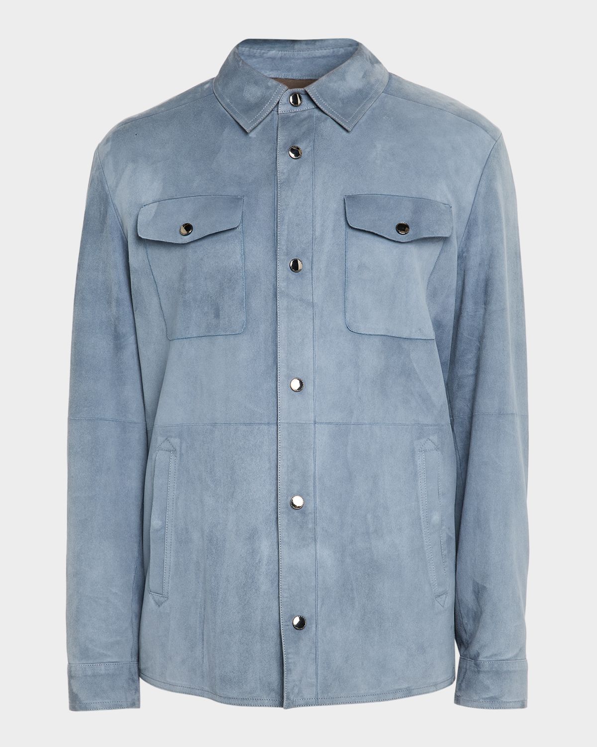 Canali Men 's Nuvola Suede Snap-Front Overshirt