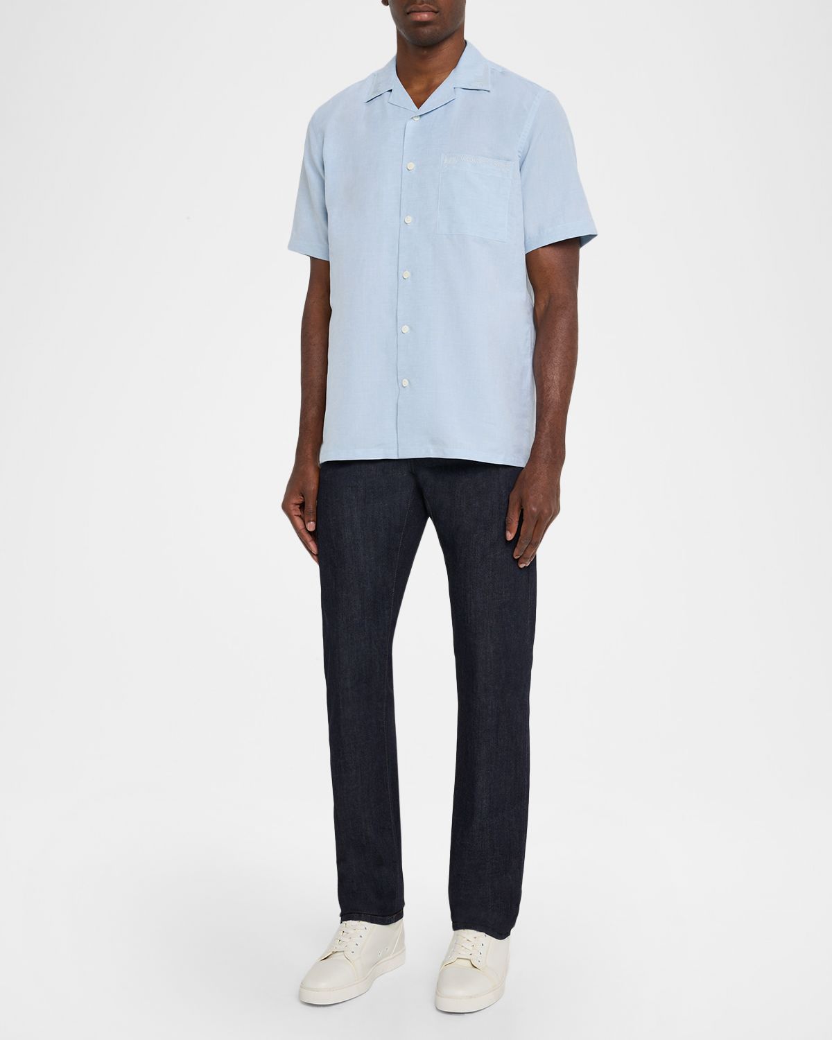 Canali Men 's Dark-Wash Denim Straight Fit Five-Pocket Pants