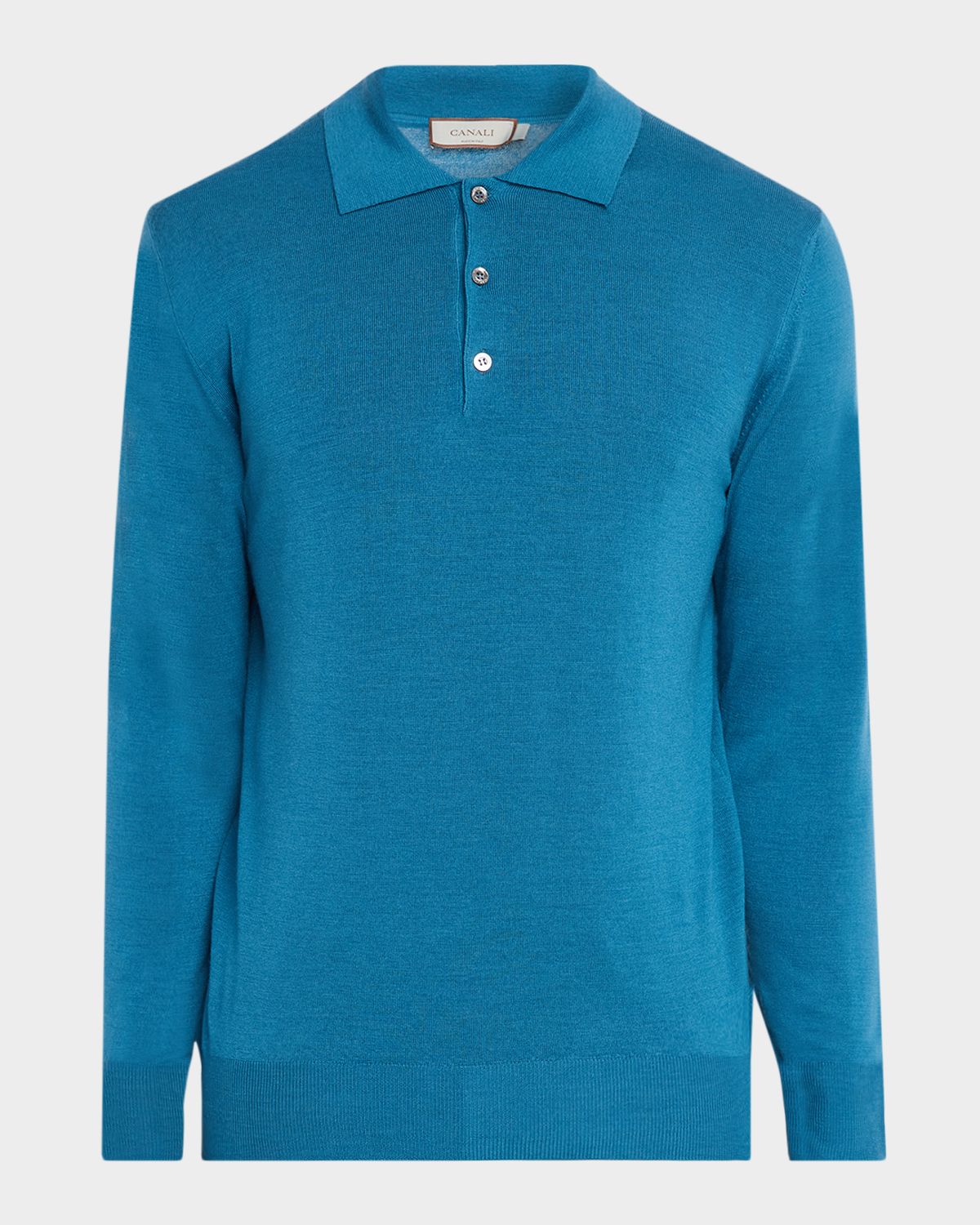 Canali Men 's Merino Wool Knit Polo Sweater