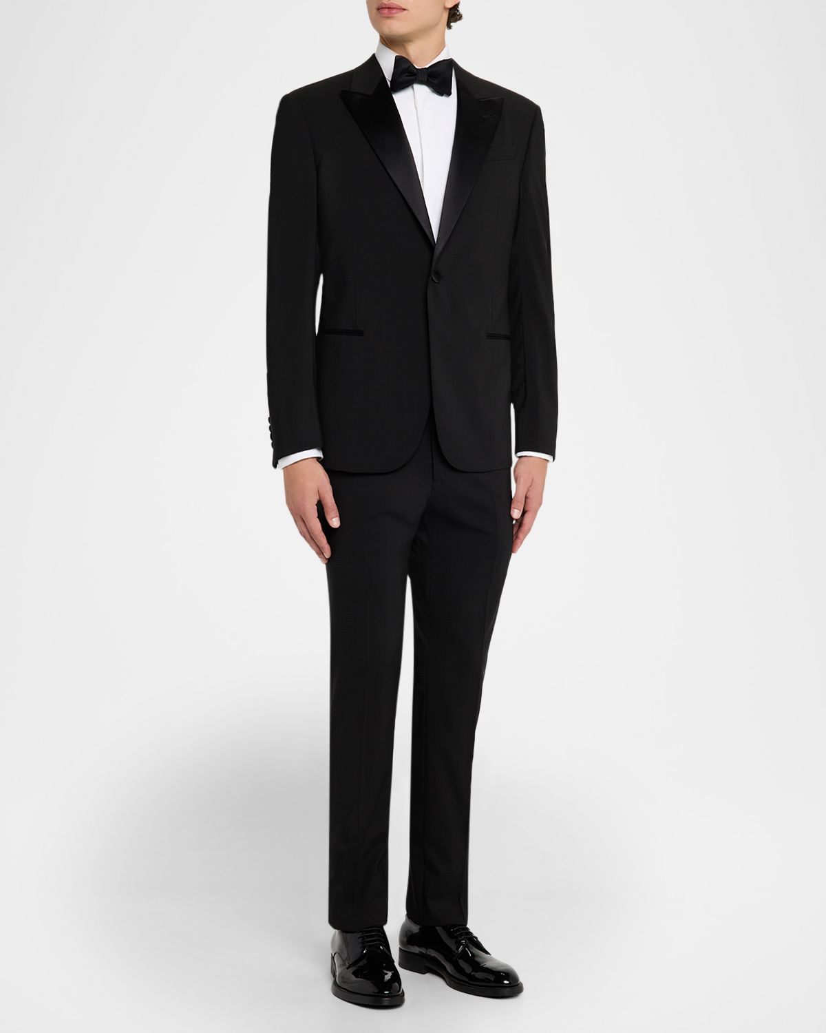Emporio Armani Men 's Tonal Plaid Peak Lapel G Line Tuxedo