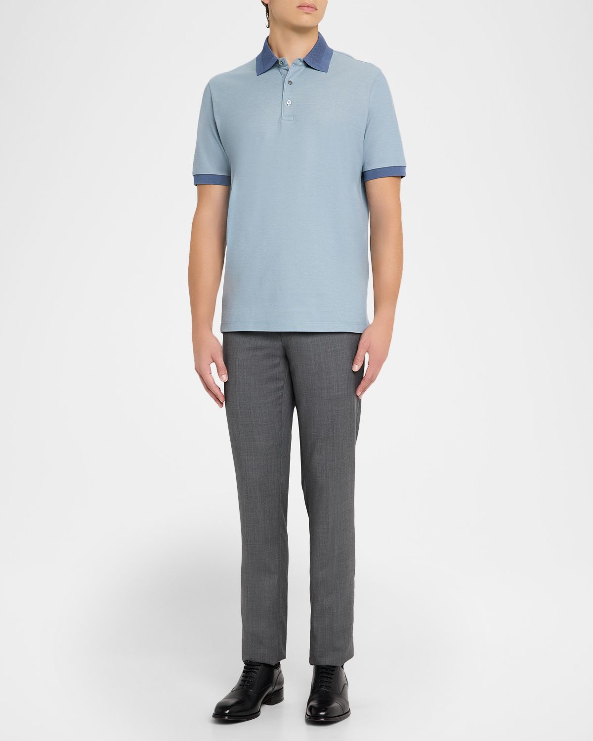Canali Men 's Contrast-Trim Cotton Pique Polo Shirt