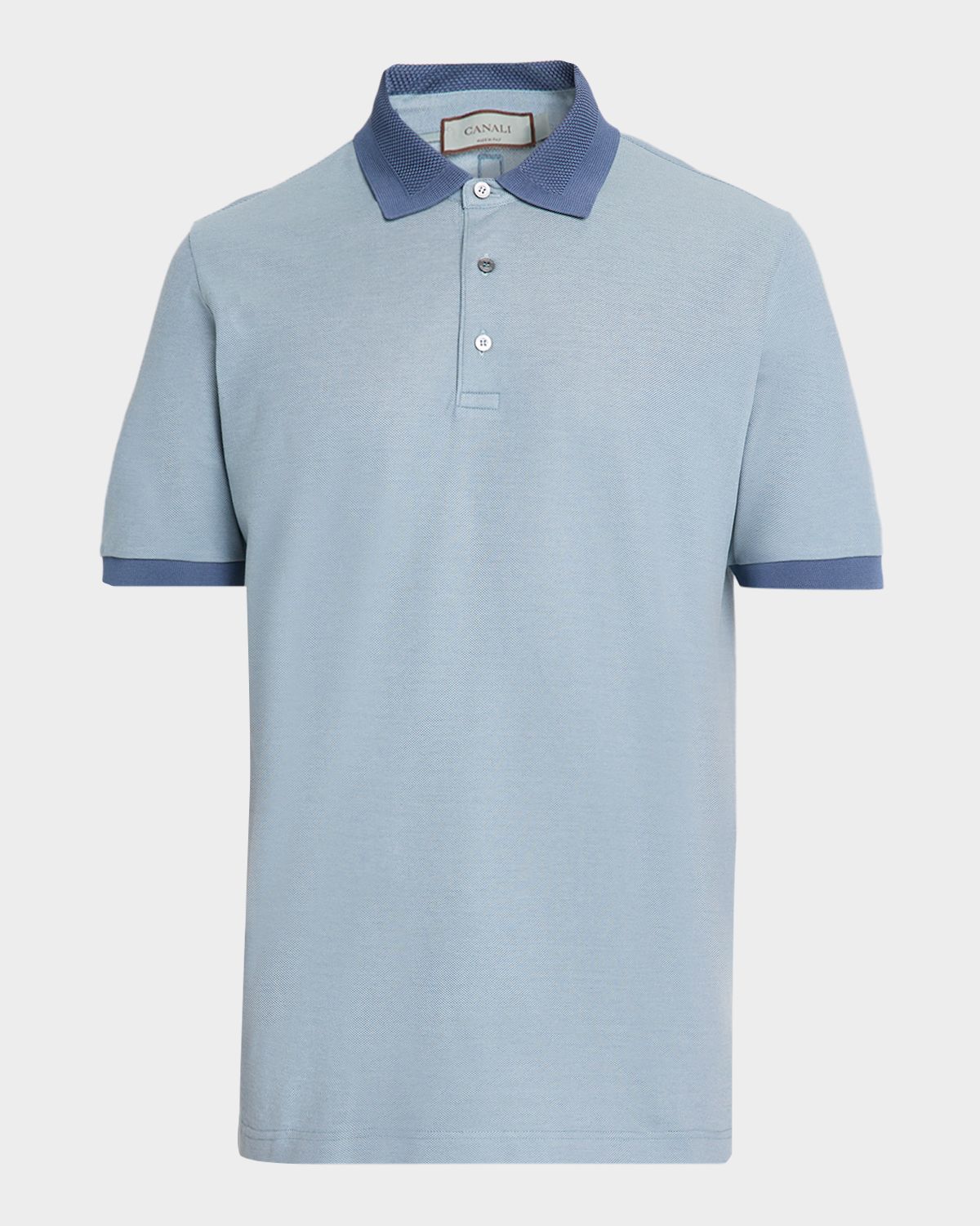 Canali Men 's Contrast-Trim Cotton Pique Polo Shirt