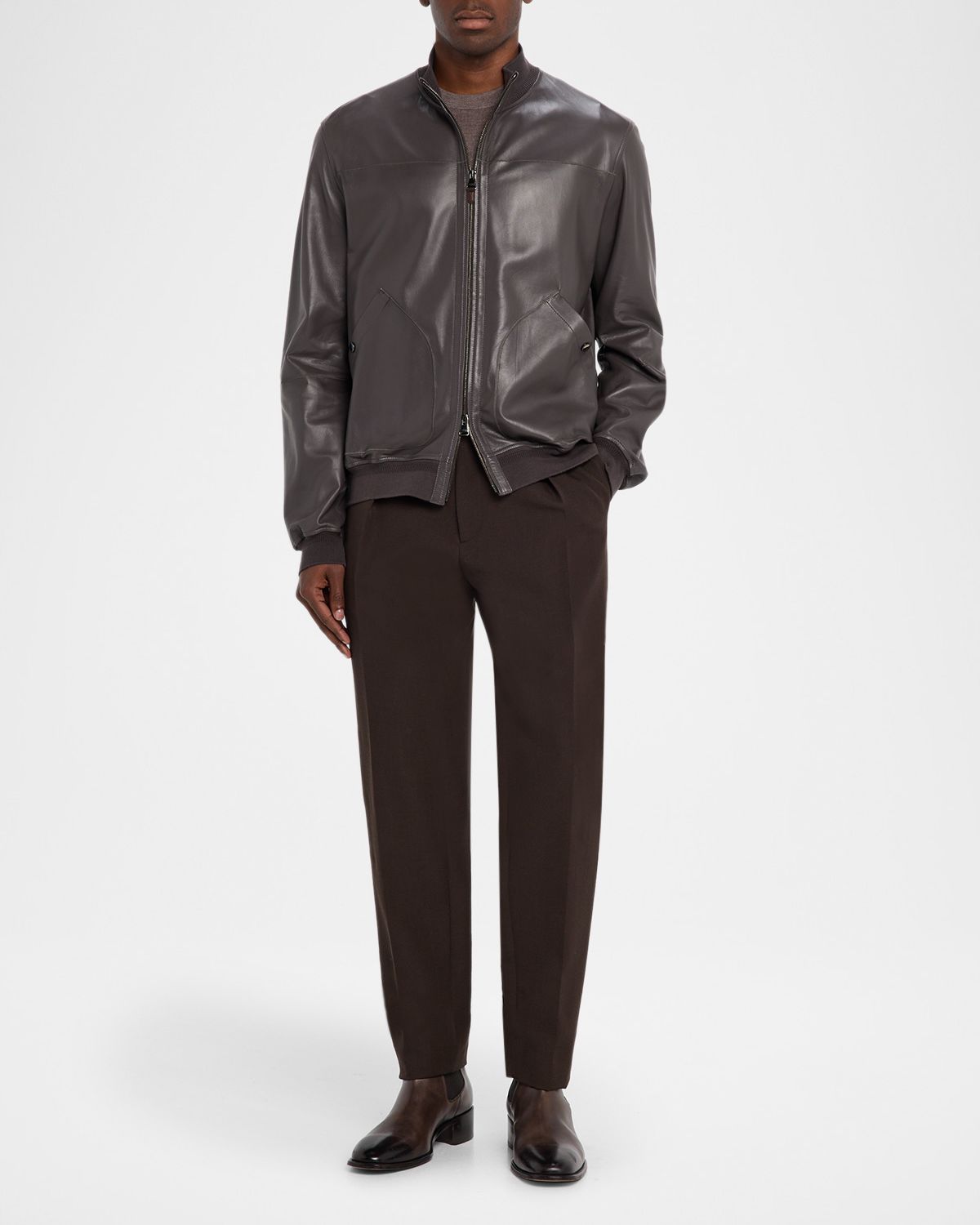 Canali Men 's Nuvola Napa Leather Bomber Jacket