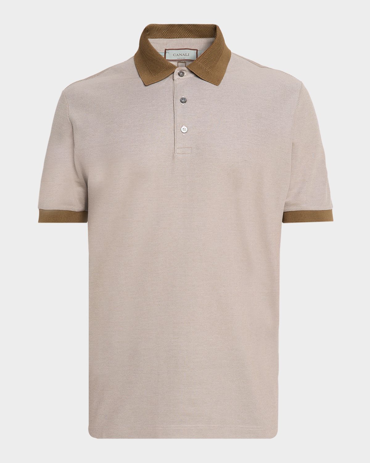 Canali Men 's Contrast-Trim Cotton Pique Polo Shirt