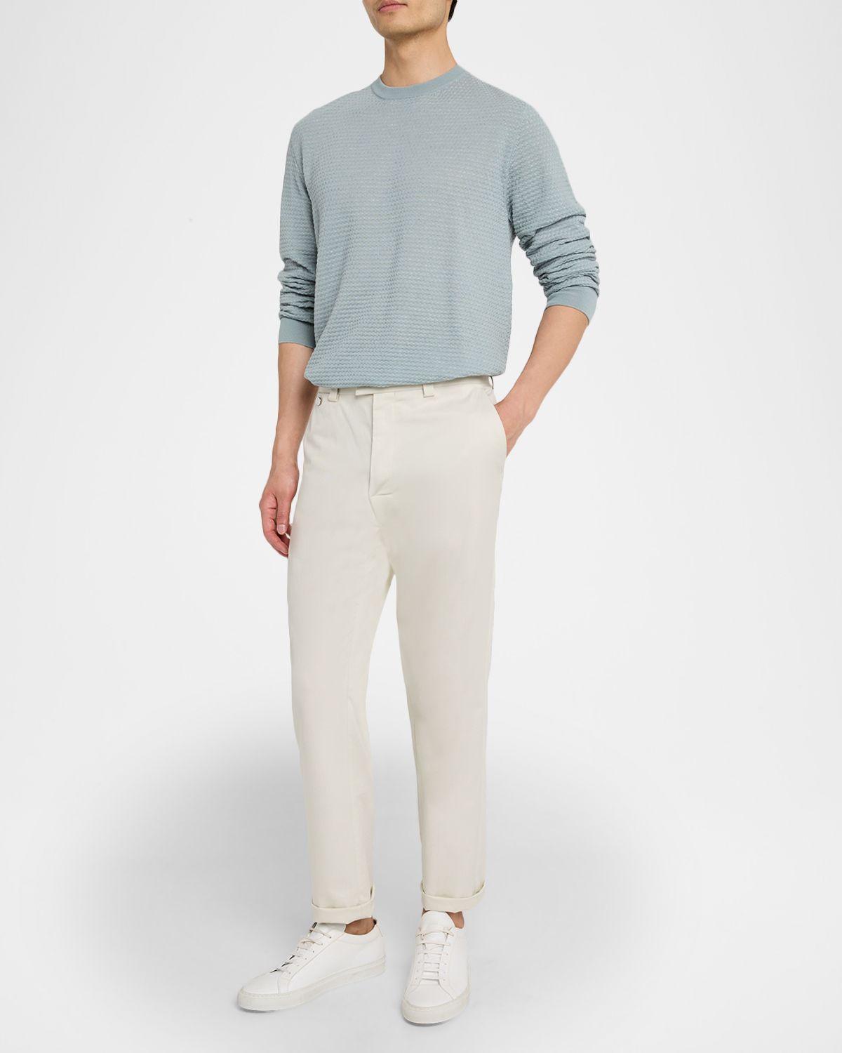 Canali Men 's Brianza Geometric Wool Jacquard Crewneck Sweater