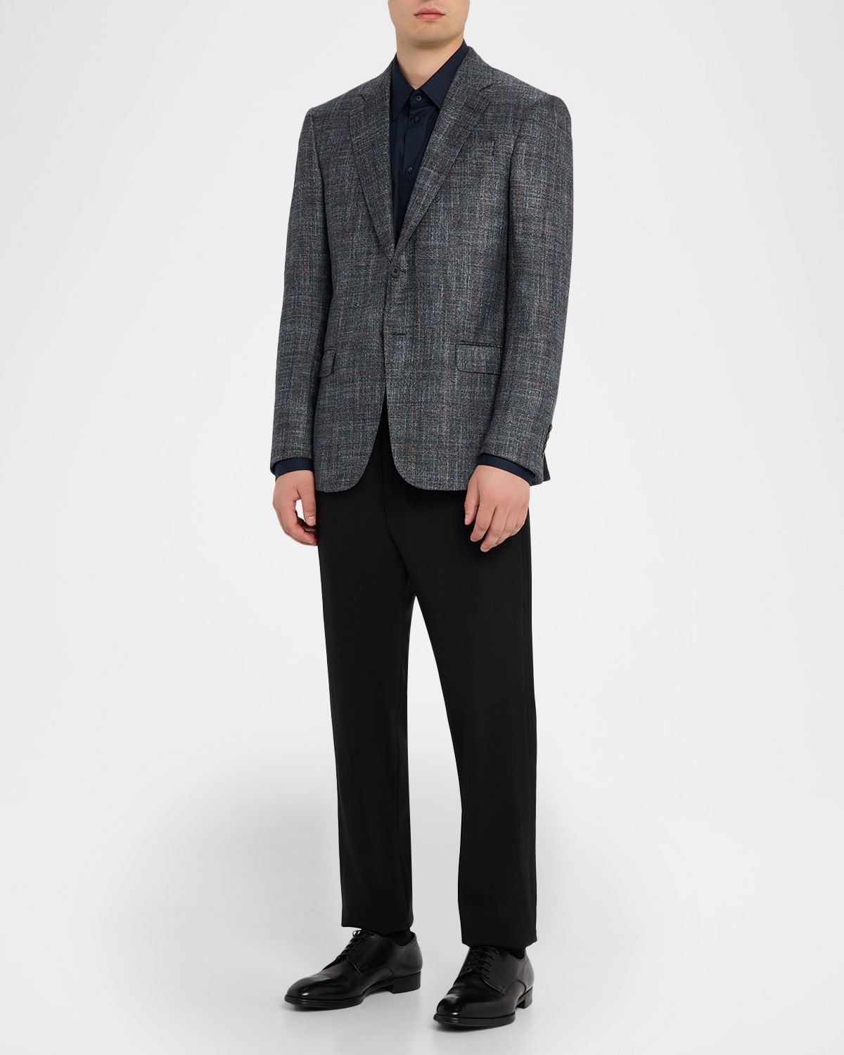 Emporio Armani Men 's G Line Blurred Plaid Wool Sports Jacket