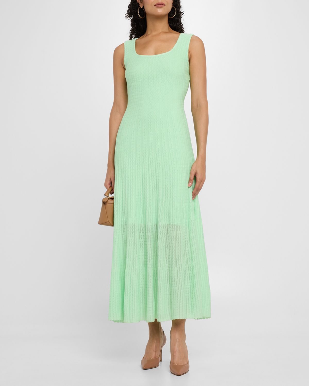 Misook Sleeveless Fit & Flare Cable-Knit Maxi Dress