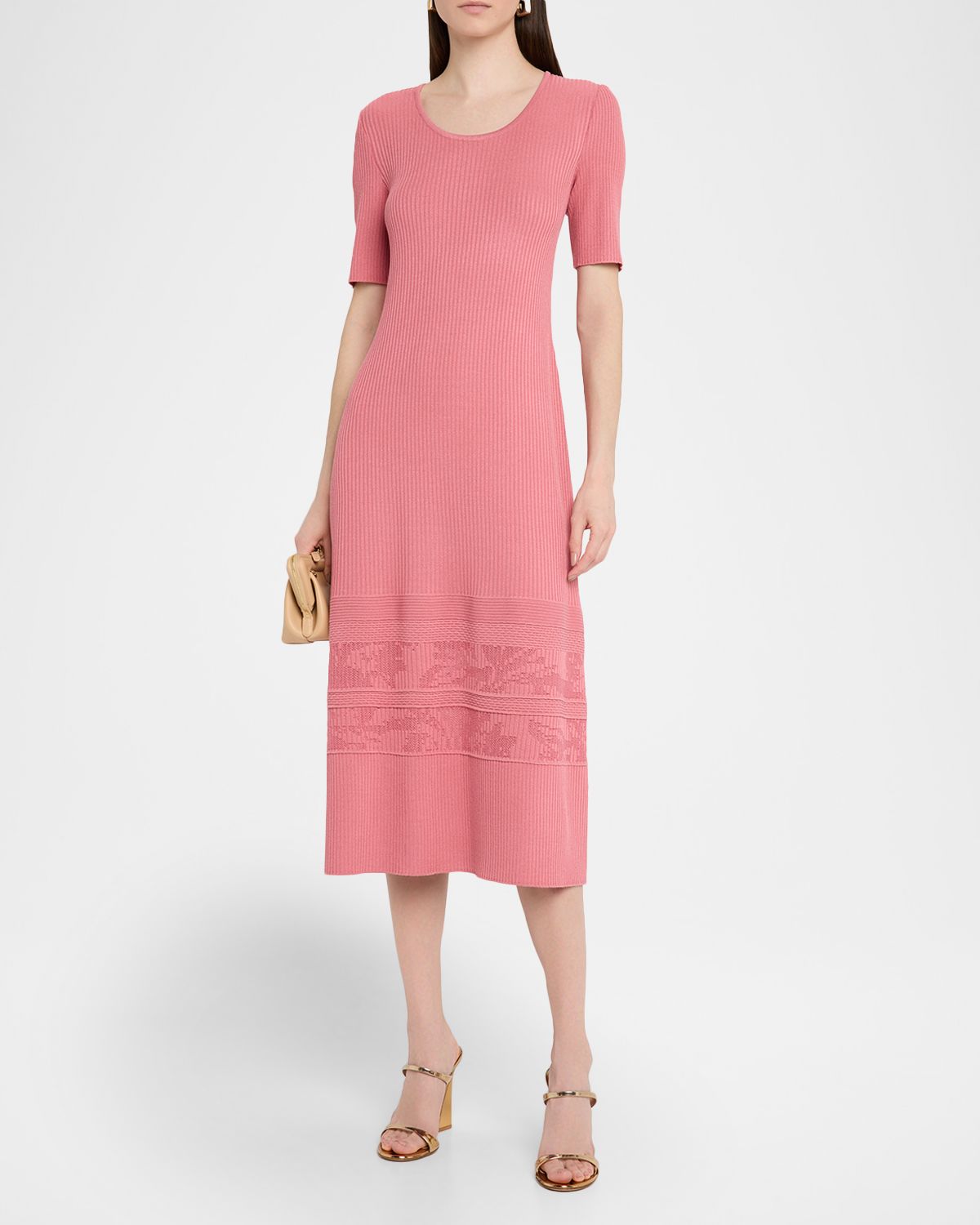 Misook A-Line Ribbed Soft Knit Midi Dress
