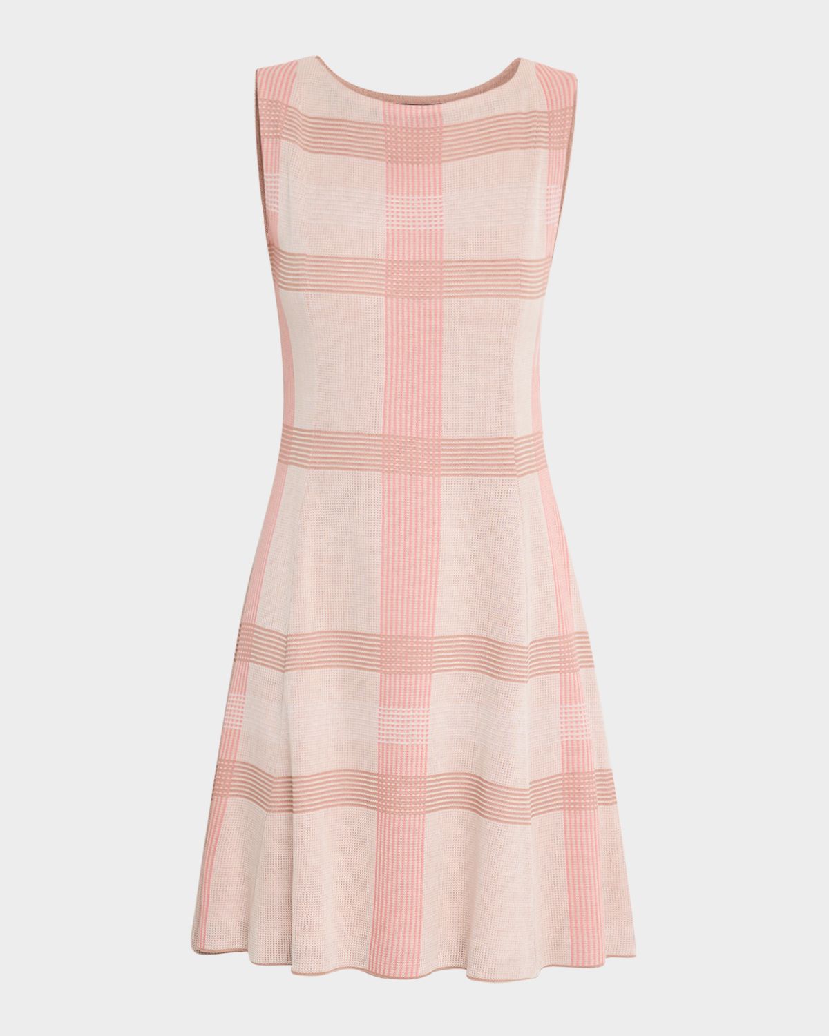 Misook Fit-&-Flare Plaid Knit Dress