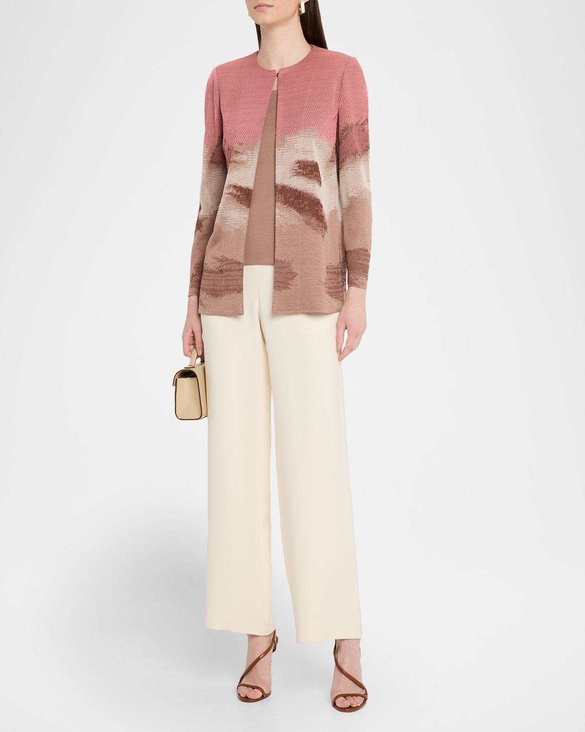 Misook Heritage-Fit Landscape Pattern Knit Jacket