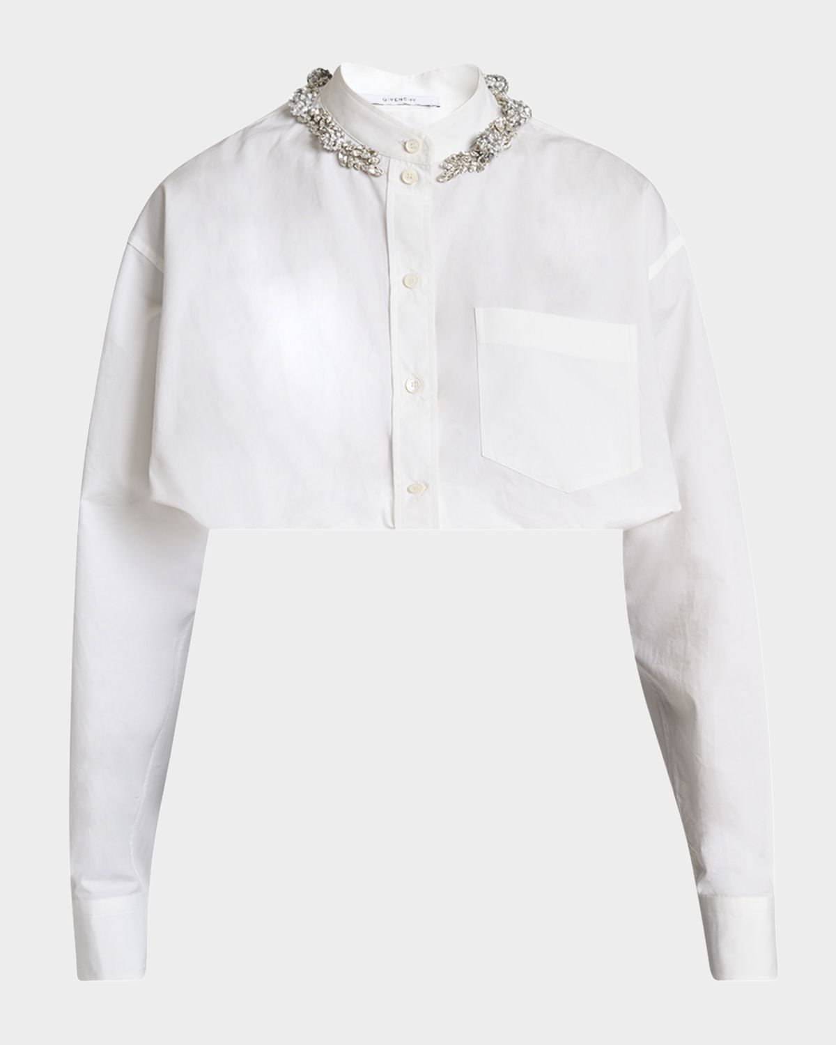 Givenchy Crystal Button-Down Crop Balloon Shirt