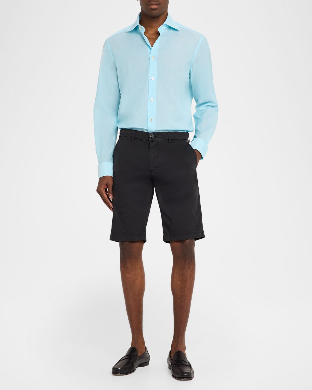 Kiton Men 's Solid Cotton Classic-Fit Sport Shirt