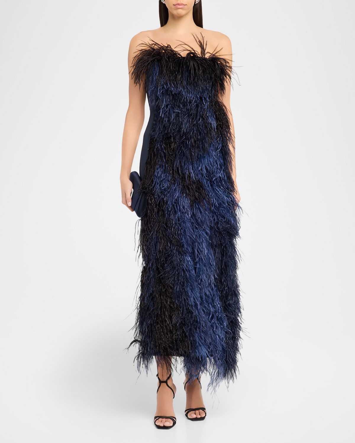 Akris Strapless Ostrich Feather Gown