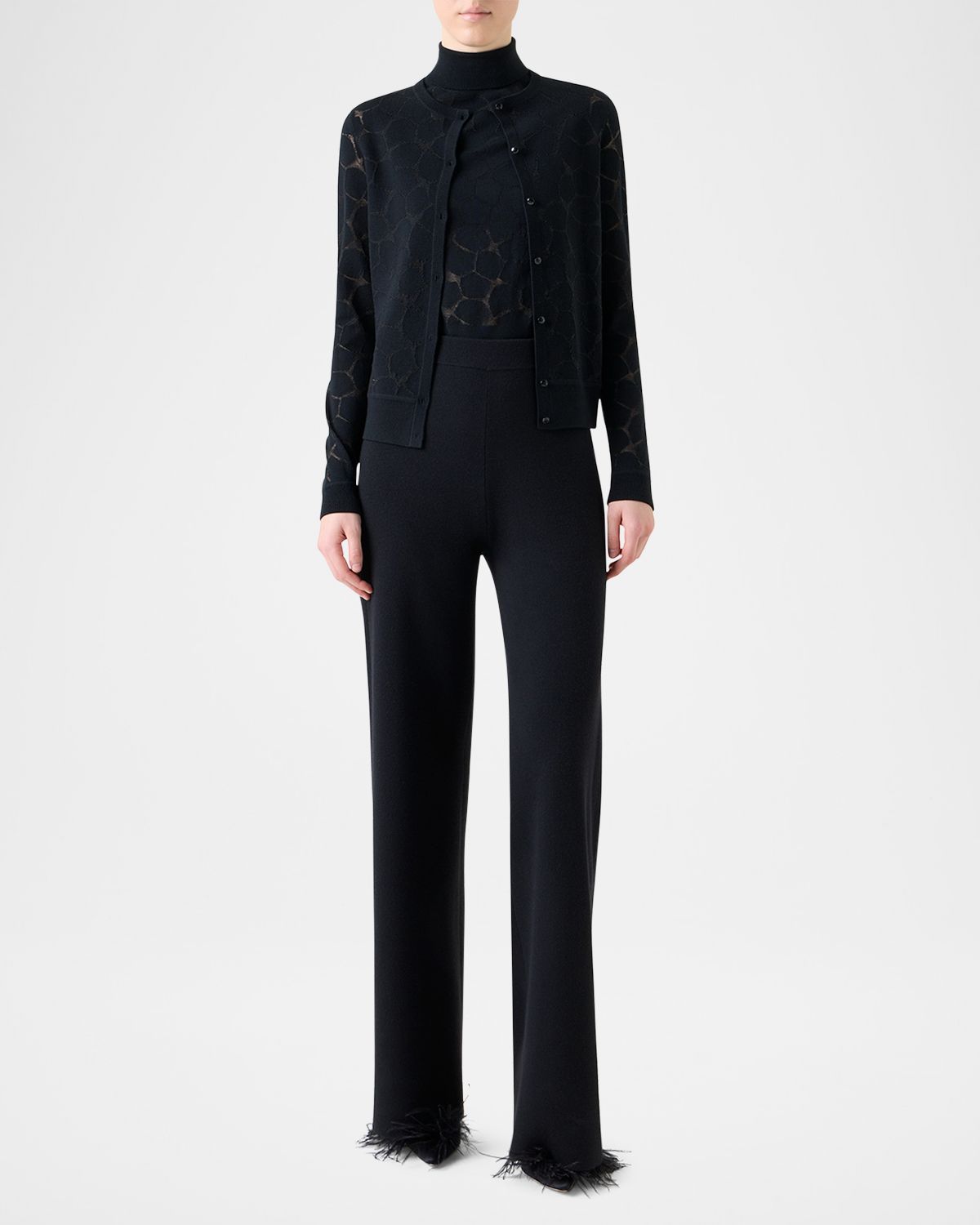 Akris Broken Stone Jacquard Wool-Silk Cardigan