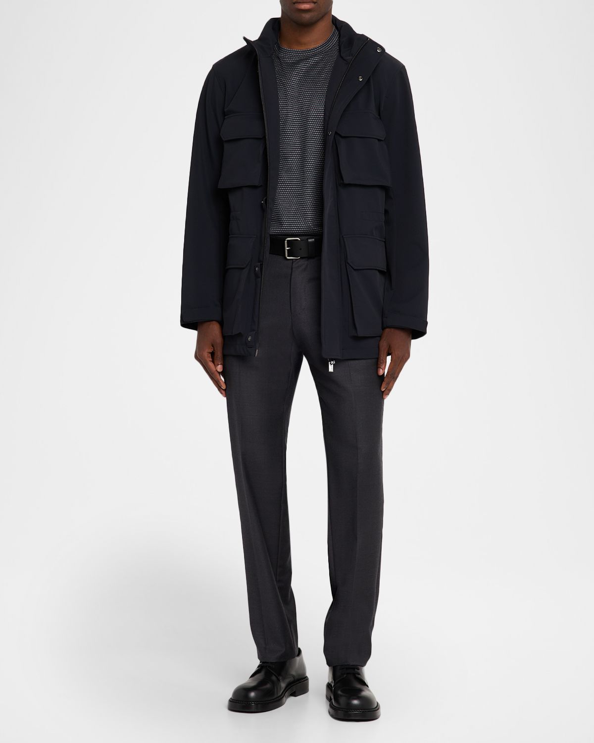 Emporio Armani Men 's Nylon Four-Pocket Car Coat