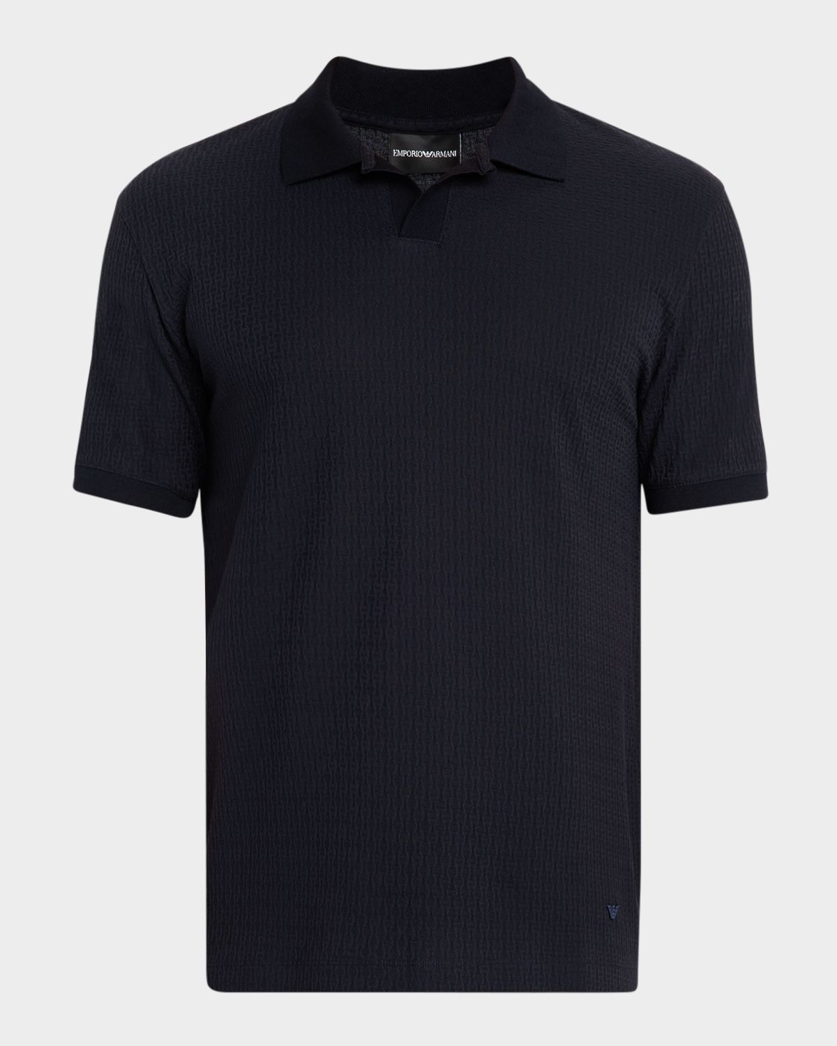 Emporio Armani Men 's Chain Stitch Jacquard Knit Polo Shirt | Thumbnail 6 Emporio Armani Men 's Chain Stitch Jacquard Knit Polo Shirt | Thumbnail 6