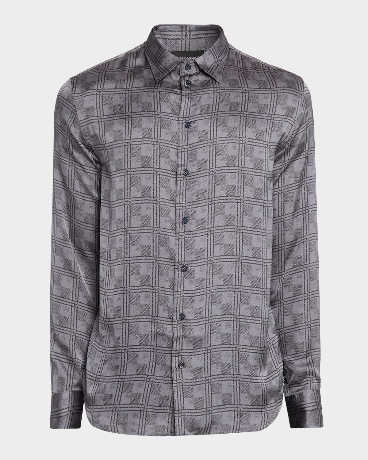 Emporio Armani Men 's Modern-Fit Large Check Jacquard Sport Shirt | Thumbnail 6 Emporio Armani Men 's Modern-Fit Large Check Jacquard Sport Shirt | Thumbnail 6