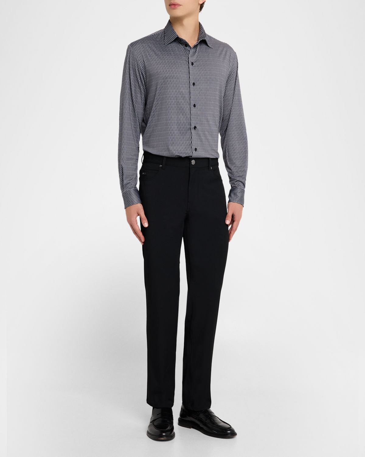 Emporio Armani Men 's Geometric Stretch Sport Shirt