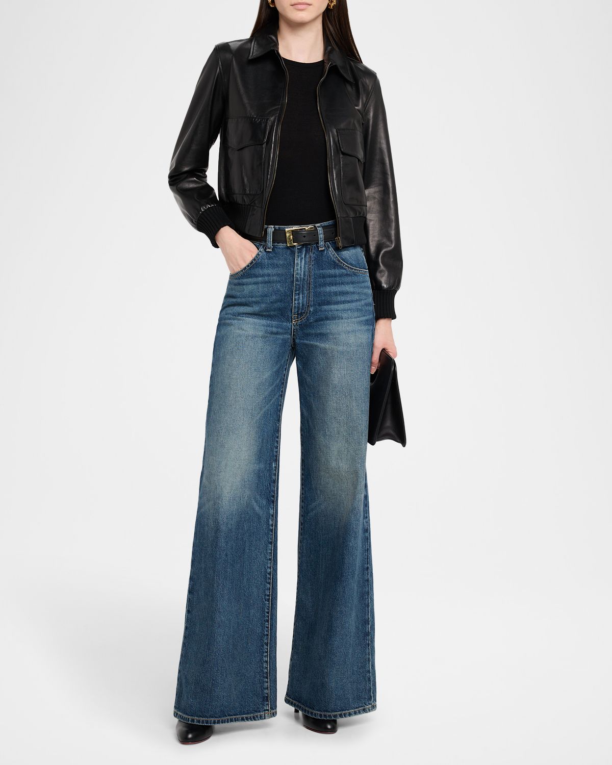 Nili Lotan Redley Leather Bomber Jacket