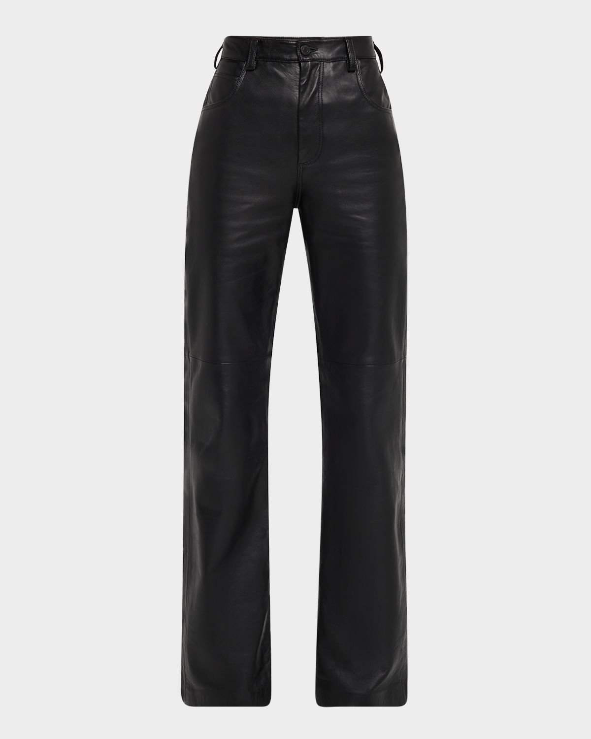 Nili Lotan Joan Leather Straight-Leg Pants