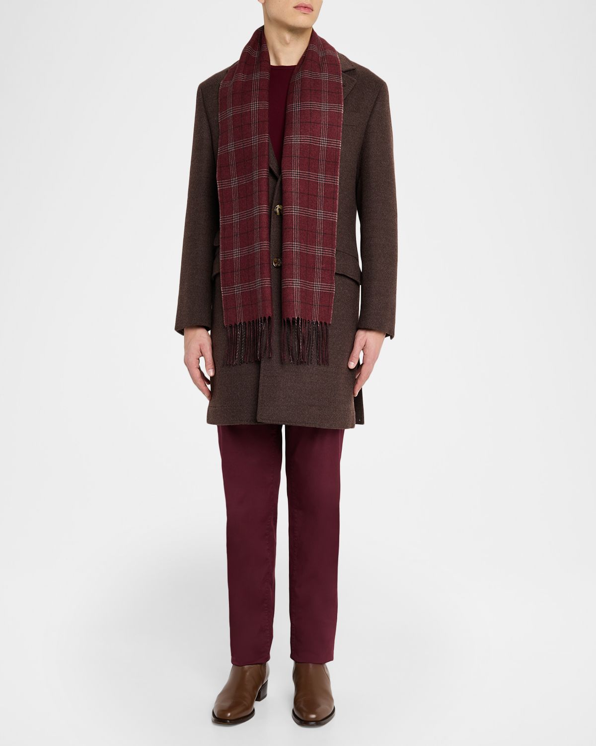 PIACENZA 1733 Men 's Baltazar Herringbone to Plaid Silk and Cashmere Scarf | Thumbnail 4