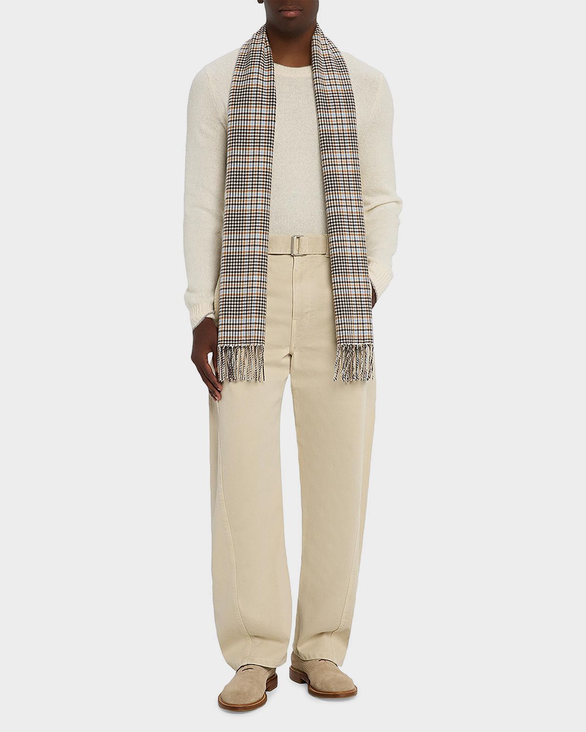 PIACENZA 1733 Men 's Castle Houndstooth Plaid Wool Scarf