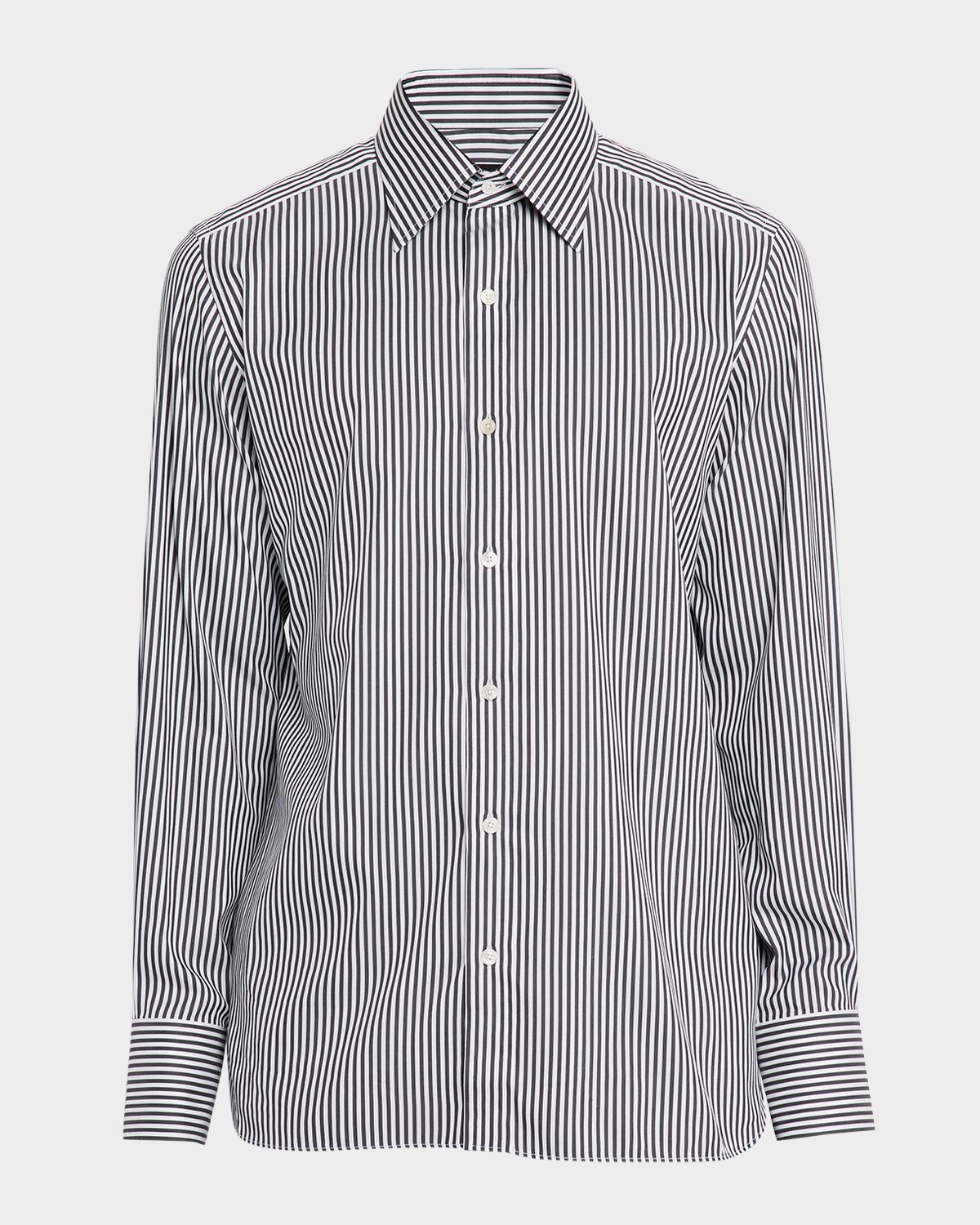 TOM FORD Men 's Silk and Cotton Ladder Stripe Slim-Fit Dress Shirt