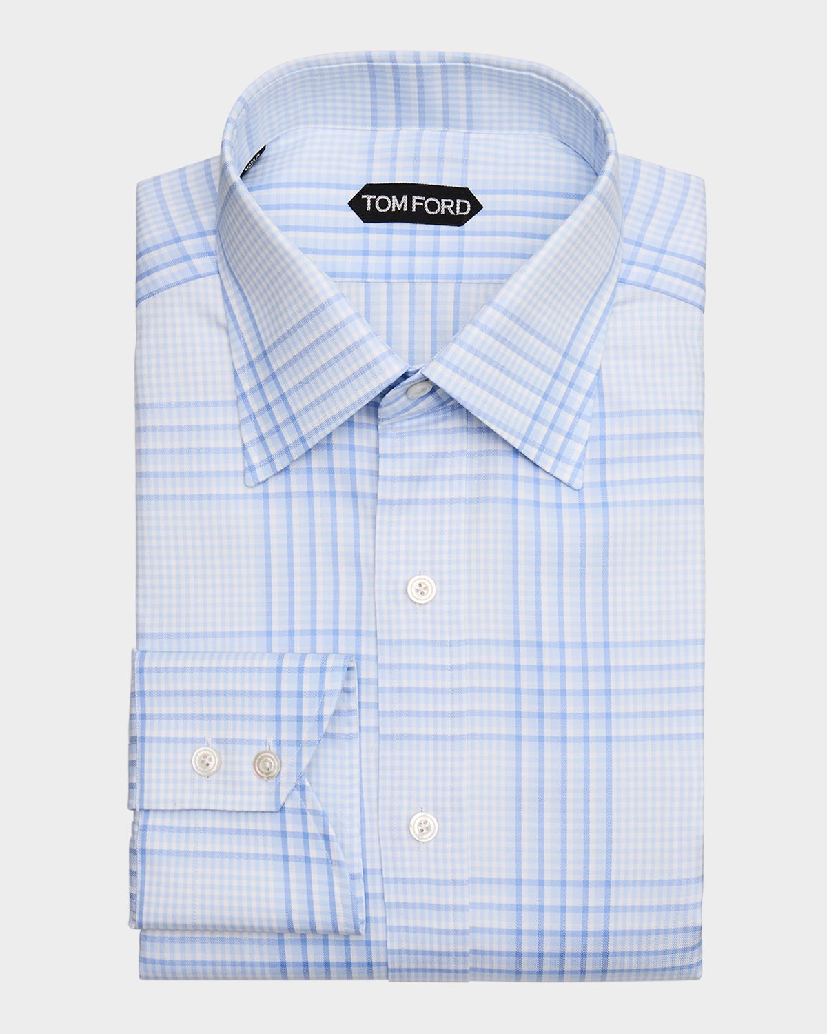 TOM FORD Men 's Bicolor Check Cotton Sport Shirt