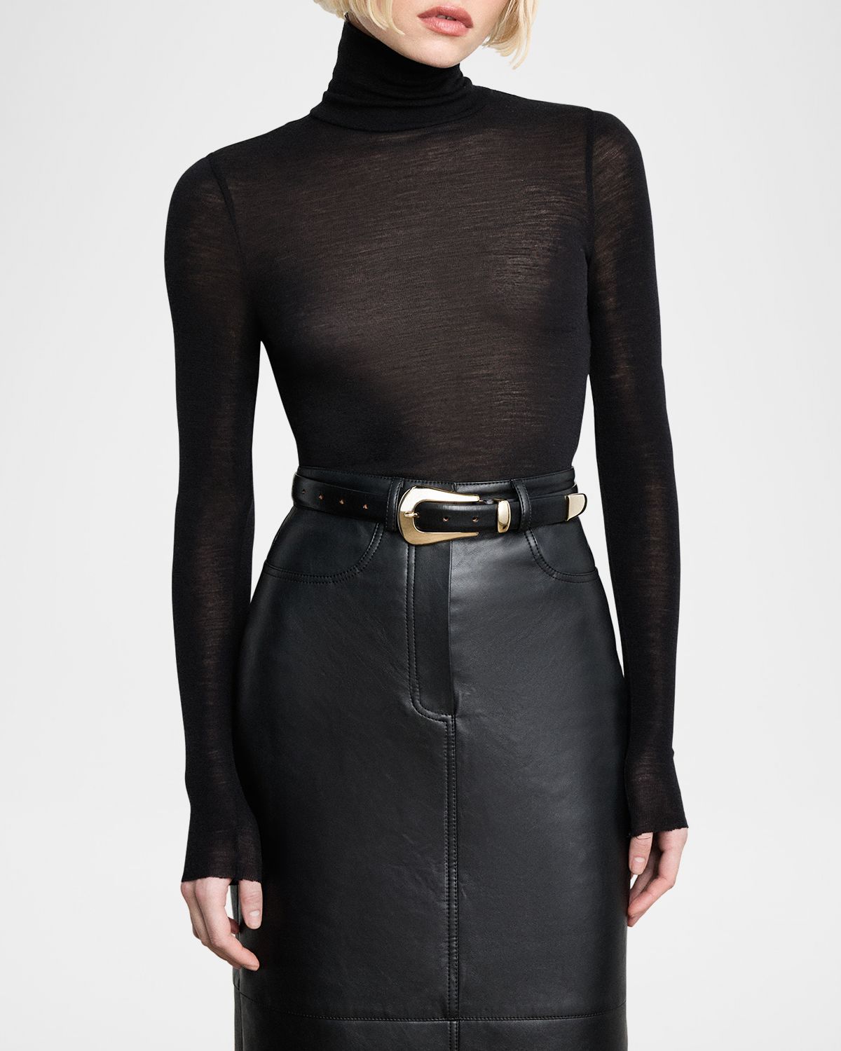 Dehanche Colette Gold-Tone Buckle Leather Belt