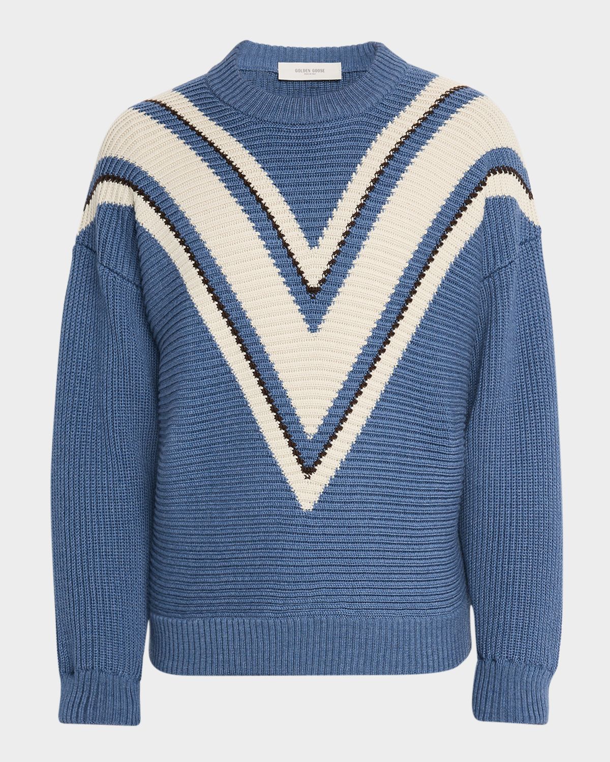 Golden Goose Men 's Journey Wool Jacquard V-Style Crewneck Sweater