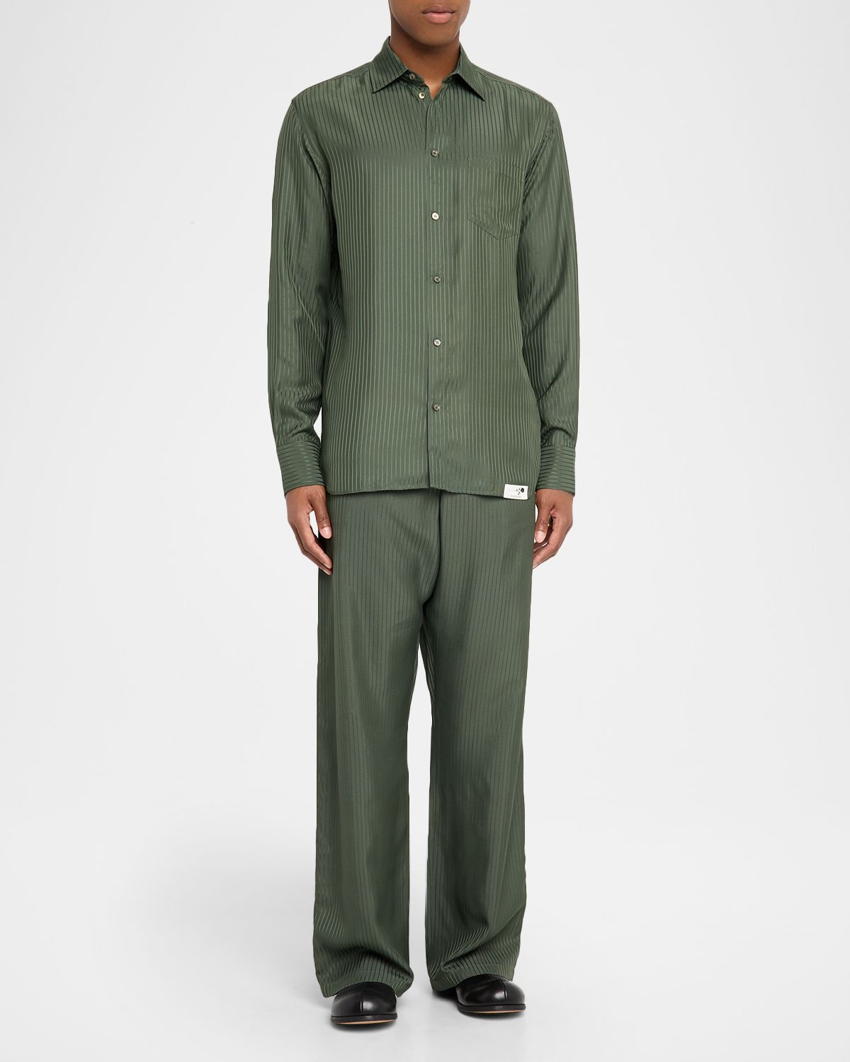 Golden Goose Men 's Vertical Stripe Pocket Button-Down Shirt